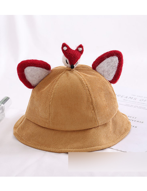 Fashion Fox-turmeric Cartoon Animal Corduroy Baby Fisherman Hat