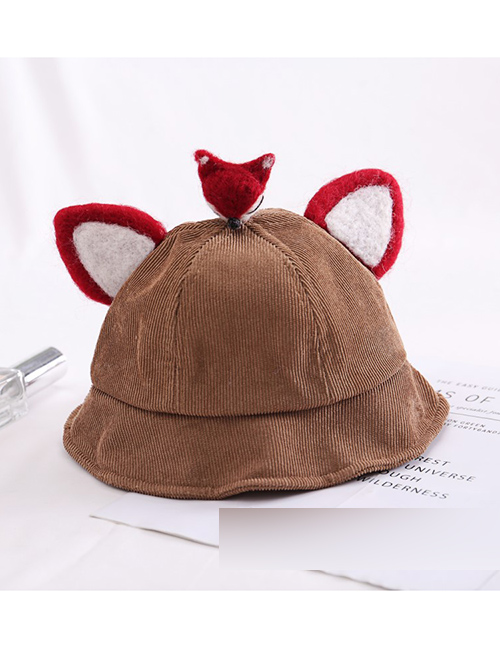 Fashion Fox-brown Cartoon Animal Corduroy Baby Fisherman Hat