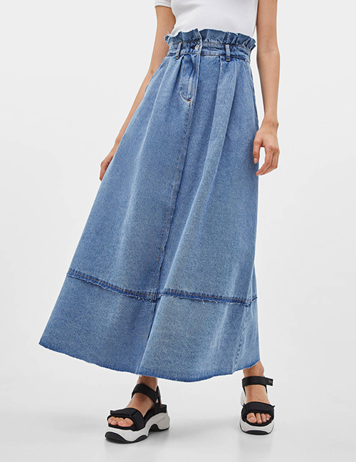 Fashion Blue Long Denim Skirt