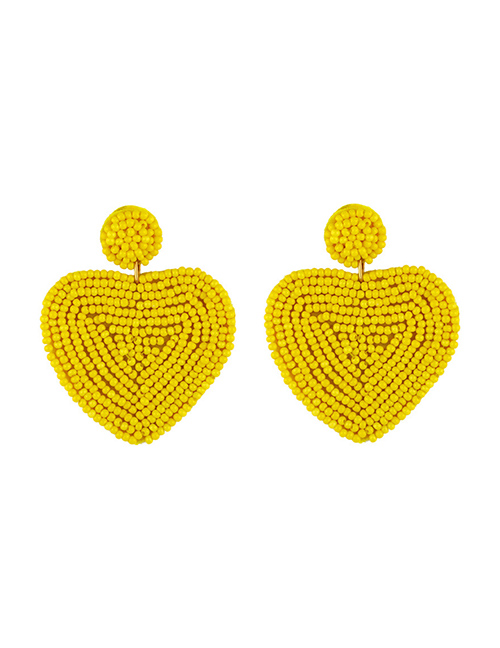 Fashion Yellow Mizhu Love Woven Earrings