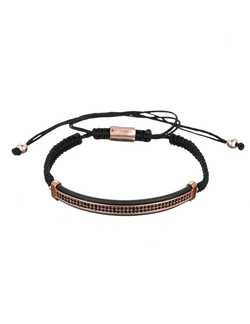 Fashion Rose Gold Copper Micro-studded Braided Adjustable Bracelet
