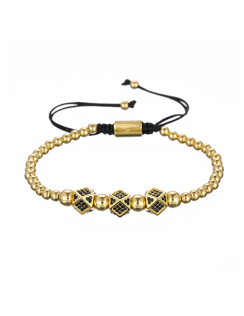 Fashion Gold Adjustable Copper Micro-set Woven Beaded Bracelet