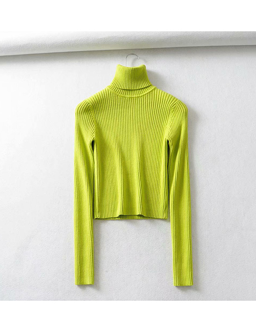 Fashion Fluorescent Green Turtleneck Knit Sweater