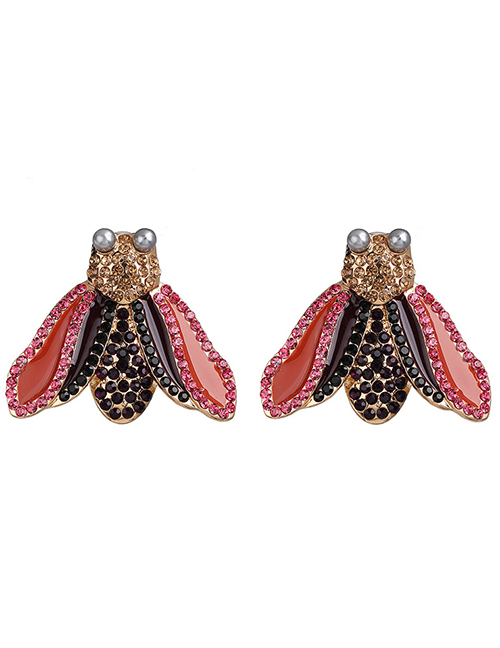 Fashion Red Insect Moth Stud Earrings