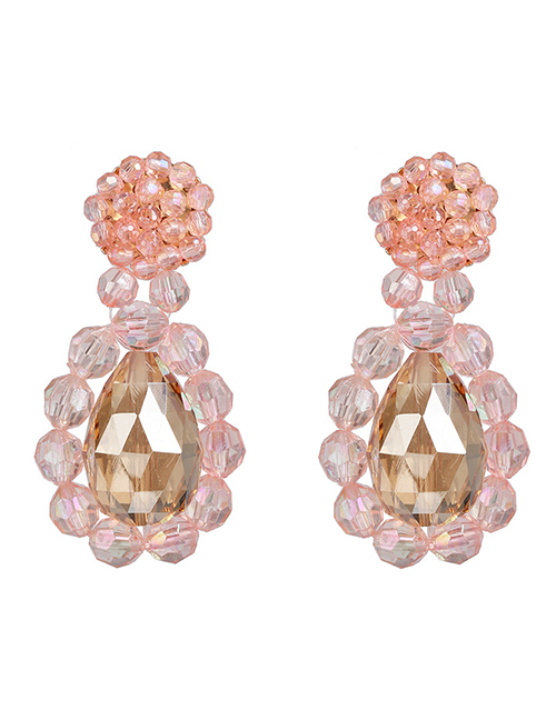 Fashion Pink Crystal Water Drops Acrylic Earrings