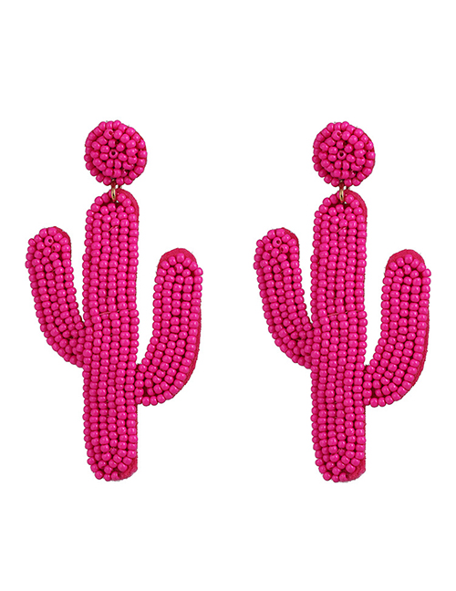 Fashion Mei Hong Cactus Rice Beads Double Earrings