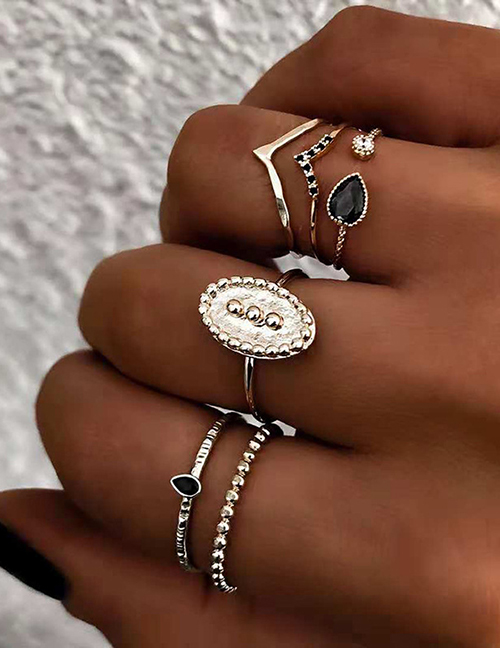 Fashion Silver Alloy Ring 6 Piece Set