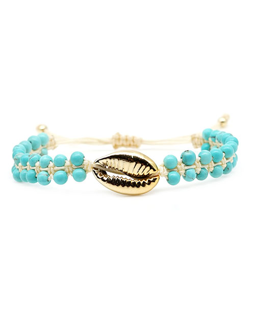 Fashion Green Woven Woven Turquoise Leather Rope Shell Bracelet