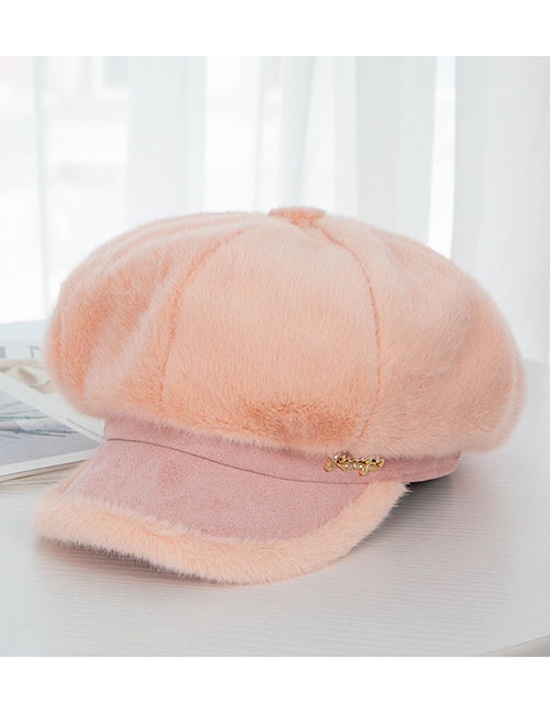 Fashion Pink Velvet Octagonal Cap