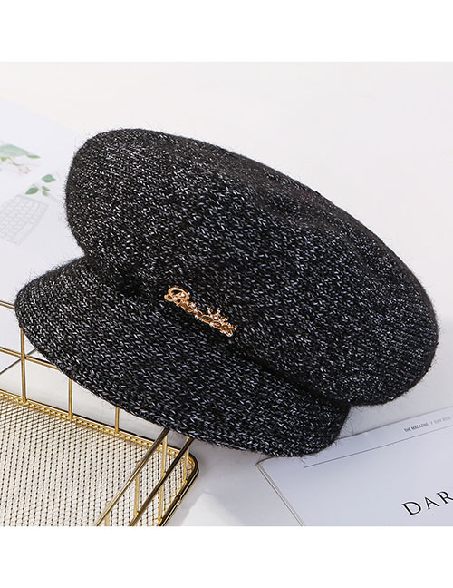 Fashion Black Plush Earmuffs Knit Cap