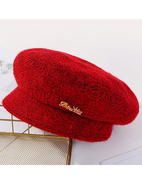 Fashion Red Plush Earmuffs Knit Cap