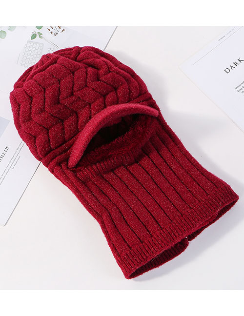 Fashion Red Wine Hat Scarf One Wool Cap