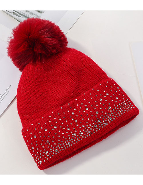 Fashion Red Point Drill Knit Plus Velvet Cap