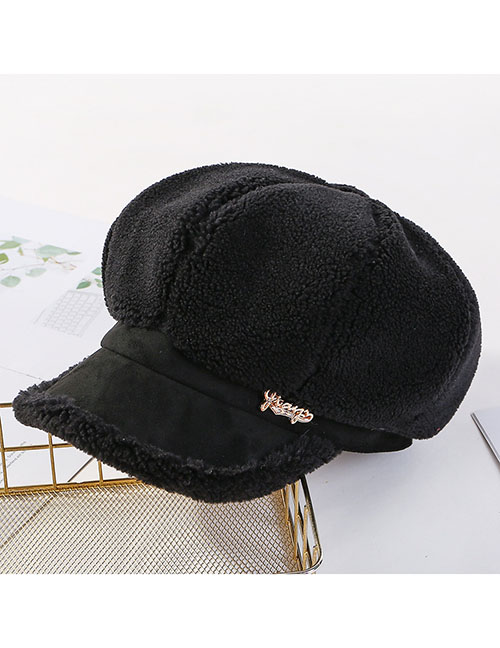 Fashion Black Lamb Rivet Octagonal Cap