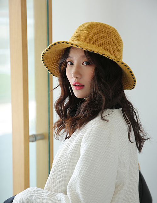 Fashion Yellow Knit Lace Fisherman Hat