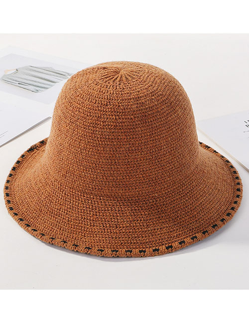Fashion Caramel Colour Knit Lace Fisherman Hat