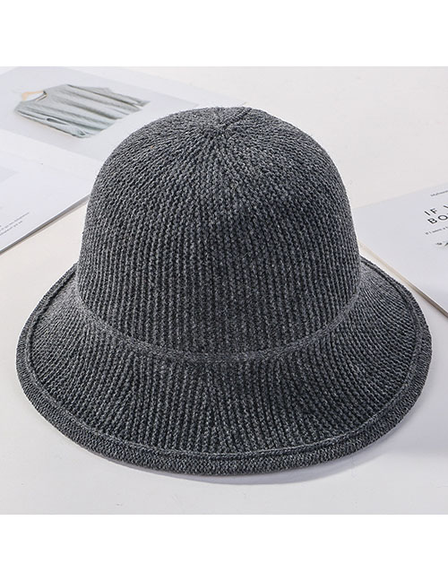 Fashion Dark Gray Knitted Wool Fisherman Hat