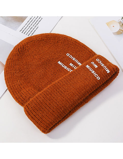 Fashion Caramel Colour Letter Knit Wool Hat