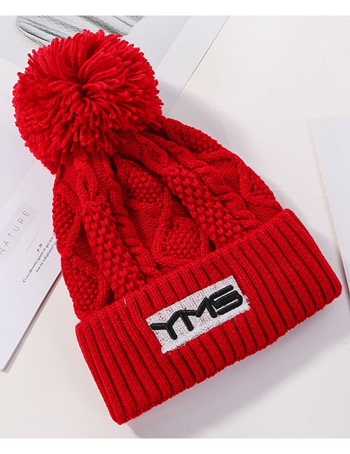 Fashion Red Plush Embroidered Ym Wool Cap