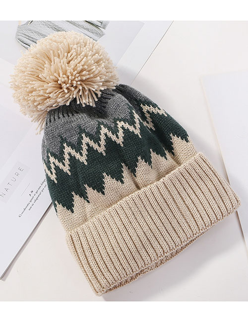 Fashion Beige Color Matching Double Wool Cap