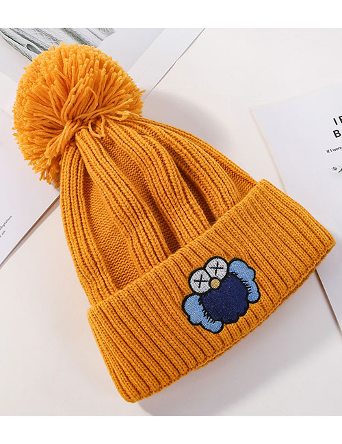 Fashion Yellow Patch Cartoon Knit Wool Hat