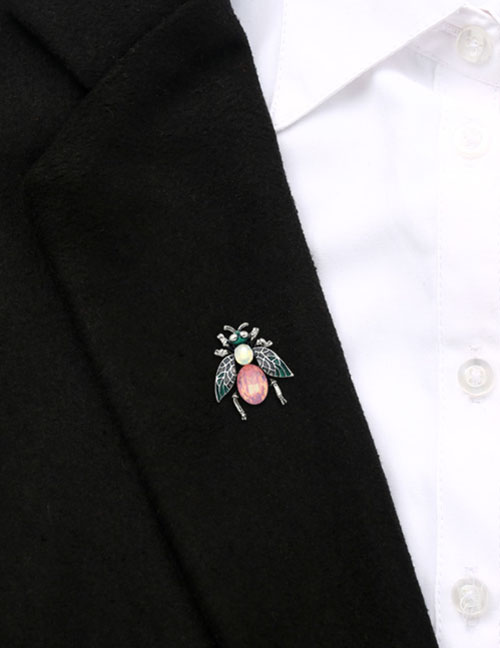 Fashion Pink Alloy Drop Oil And Diamond Bee Brooch