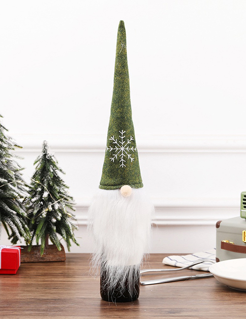 Fashion Green Snowflake Faceless Old Man Wine Set Santa Claus Plush Bottle Set