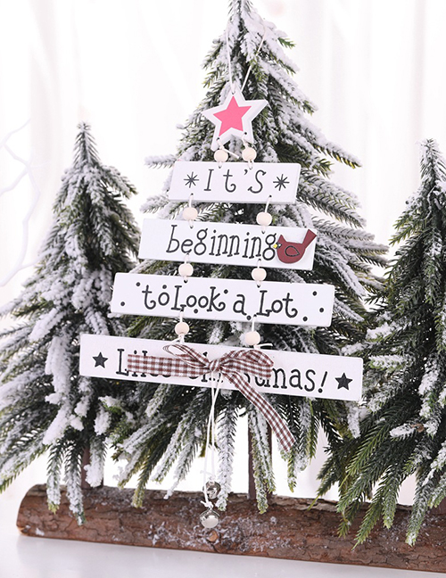 Fashion White Christmas Tree Wooden Pendant Colorful Letters Christmas Wooden Pendant