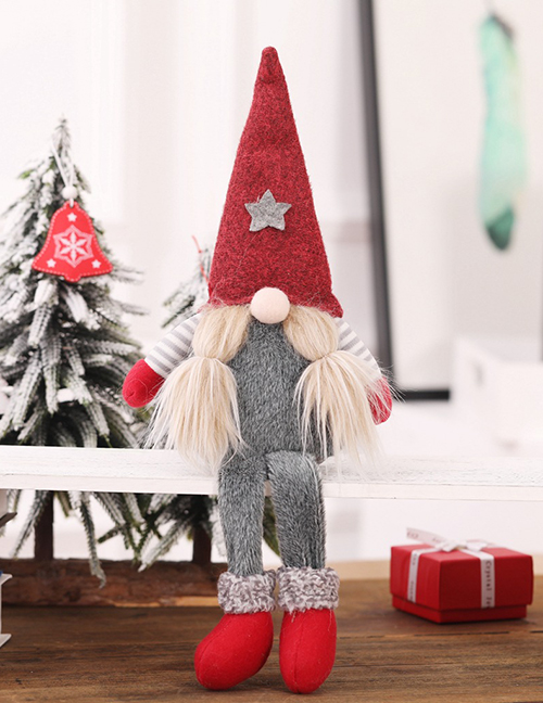 Fashion H Red Hat Long Legs Without Face Doll Tied Beard Hanging Legs Without Face Doll Ornaments