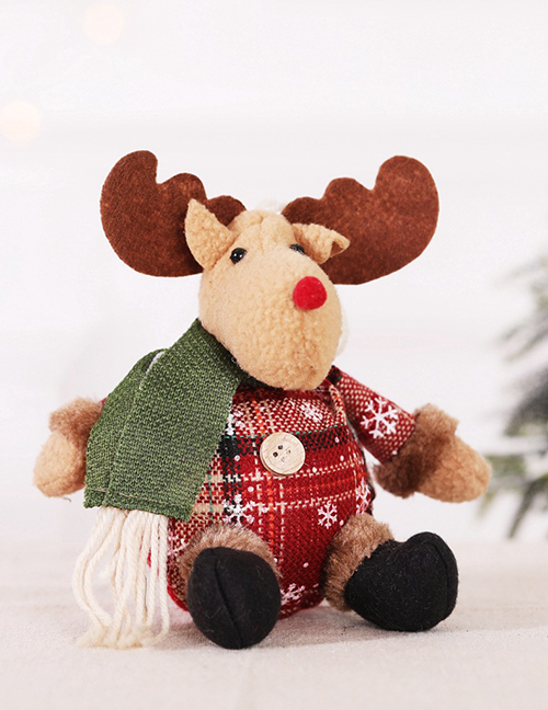 Fashion Snowflake Lattice Sitting Posture Deer Doll Snowflake Plaid Doll Christmas Tree Ornament