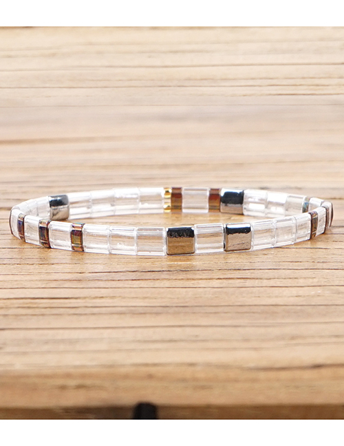 Fashion Transparent White Square Rice Beads Beaded Bracelet