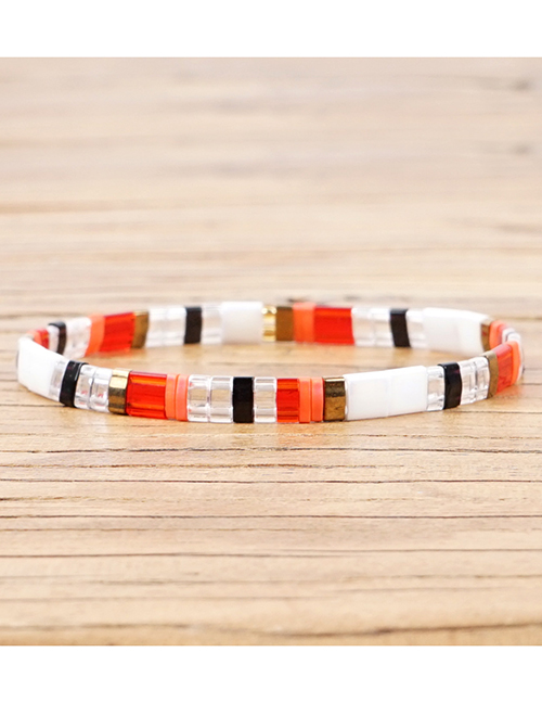 Fashion White Tangerine Square Rice Beads Beaded Bracelet