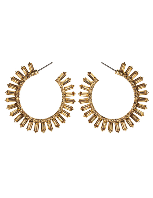 Fashion Gold C-shaped Acrylic Diamond Earrings
