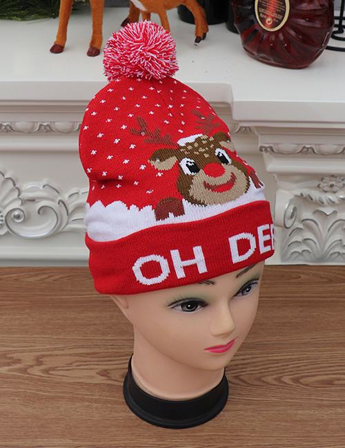 Fashion Knit Cap Christmas [letter Deer] Colorful Shiny Knit Hat