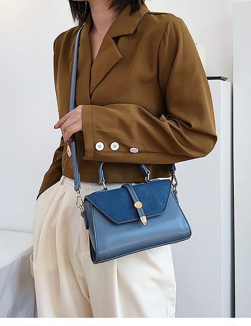 Fashion Blue Contrast Matte Portable Messenger Bag