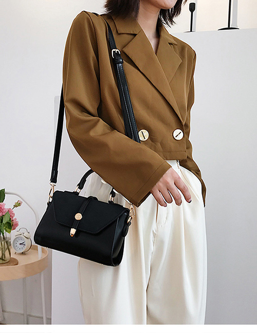 Fashion Black Contrast Matte Portable Messenger Bag