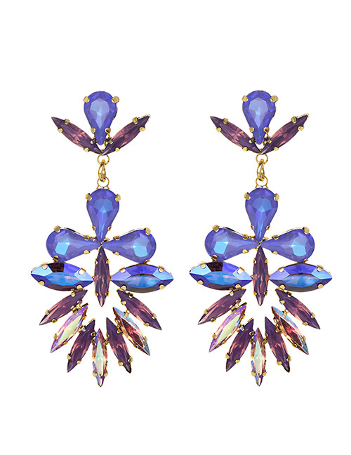 Fashion Purple Alloy Studded Geometric Earrings