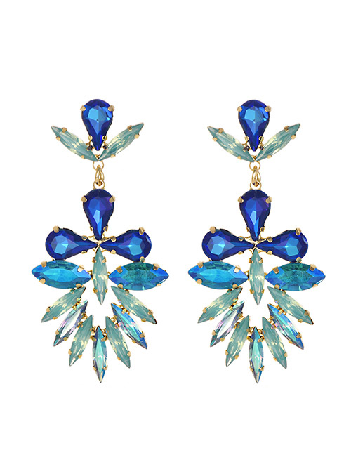 Fashion Blue Alloy Studded Geometric Earrings