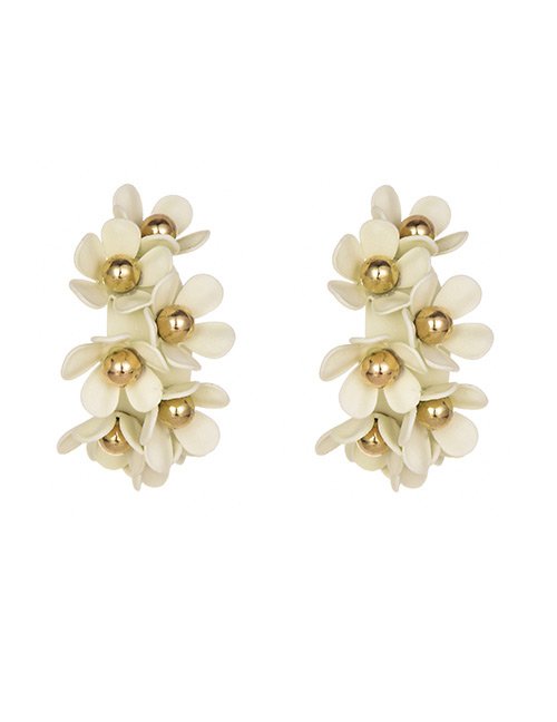 Fashion Creamy-white Alloy Flower Earrings