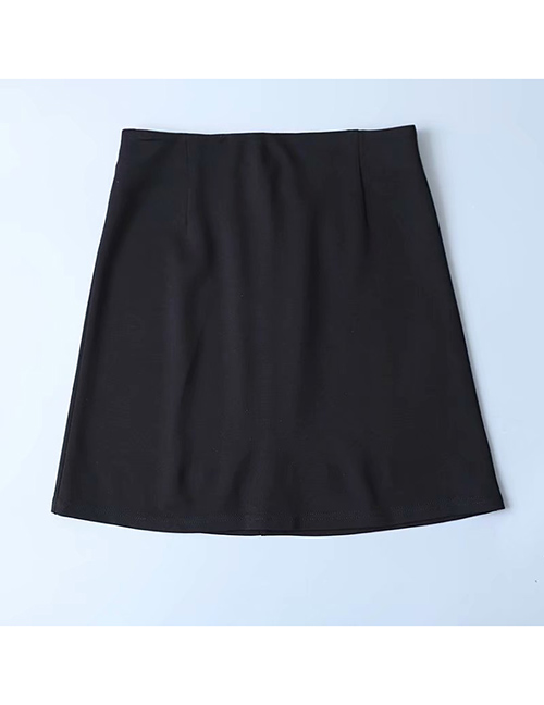 Fashion Black Solid Color Back Zip A Word Skirt