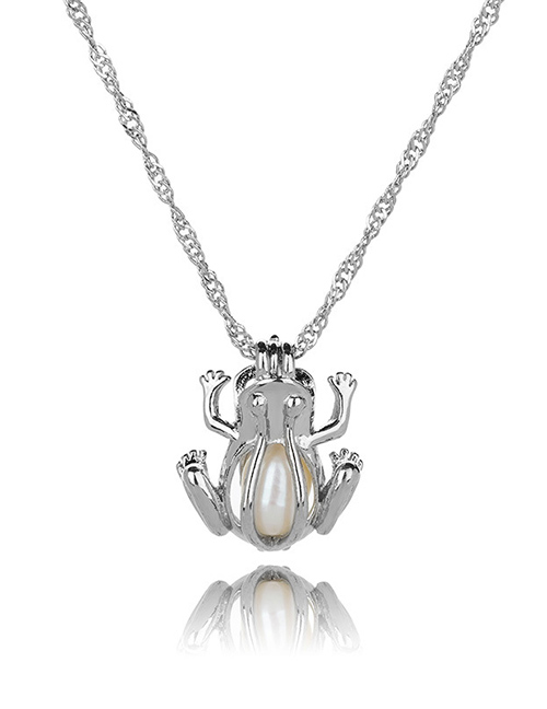Fashion Frog Pearl Openwork Oyster Cage Necklace