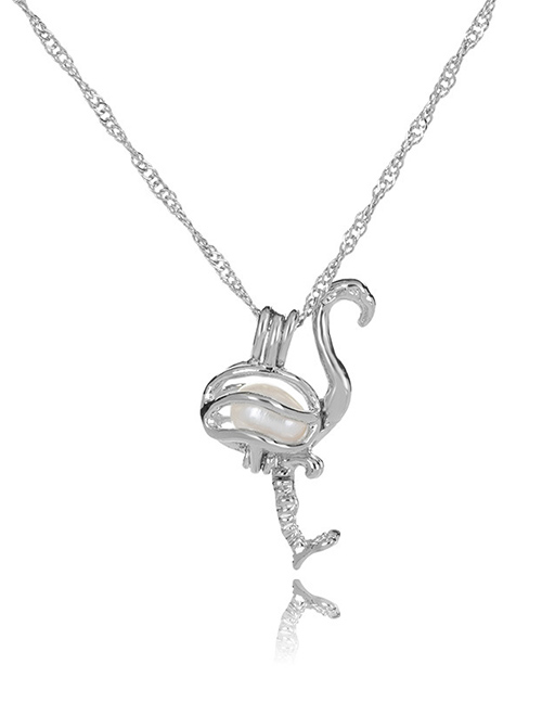 Fashion Crane Pearl Openwork Oyster Cage Necklace
