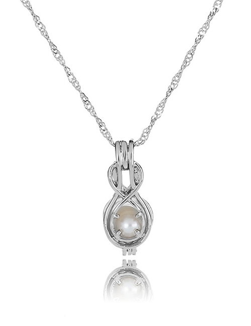 Fashion Guitar Pearl Openwork Oyster Cage Necklace