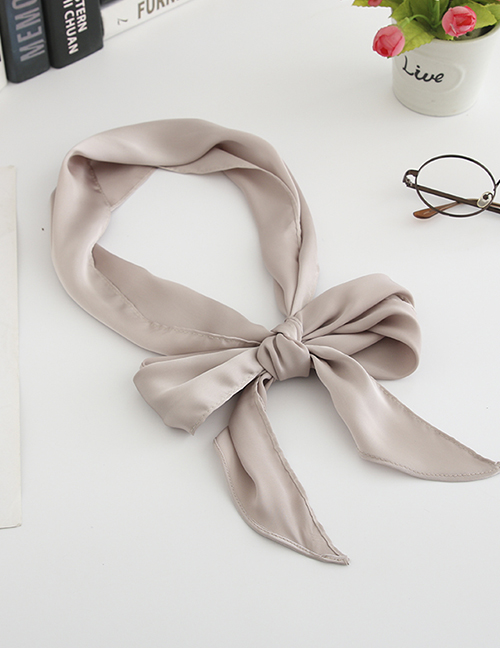 Fashion Gray Simulation Silk Ribbon Long Silk Scarf