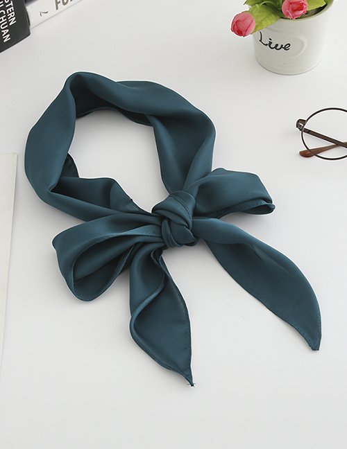Fashion Dark Green Simulation Silk Ribbon Long Silk Scarf
