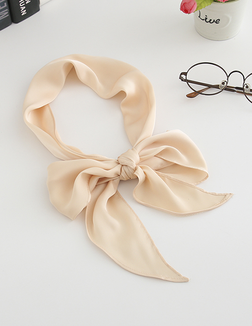 Fashion Apricot Simulation Silk Ribbon Long Silk Scarf