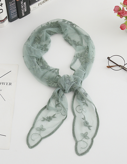 Fashion Green Lace Embroidered Silk Scarf