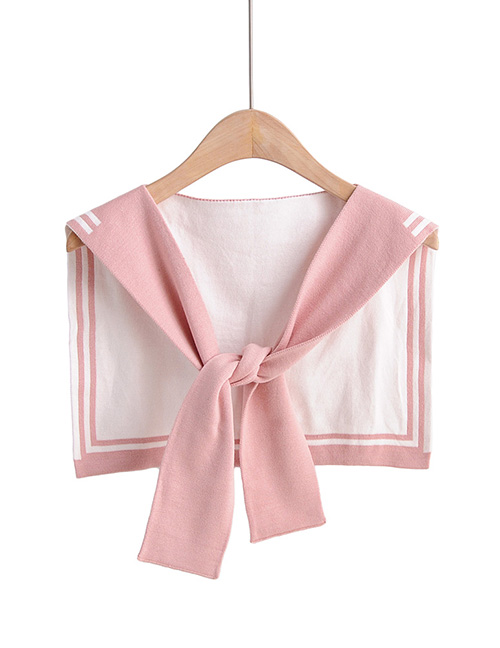 Fashion Pink Fake Collar Knotted Double-knit Shawl