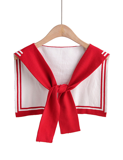 Fashion Red Fake Collar Knotted Double-knit Shawl