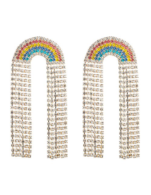 Fashion Color Diamond Tassel Earrings